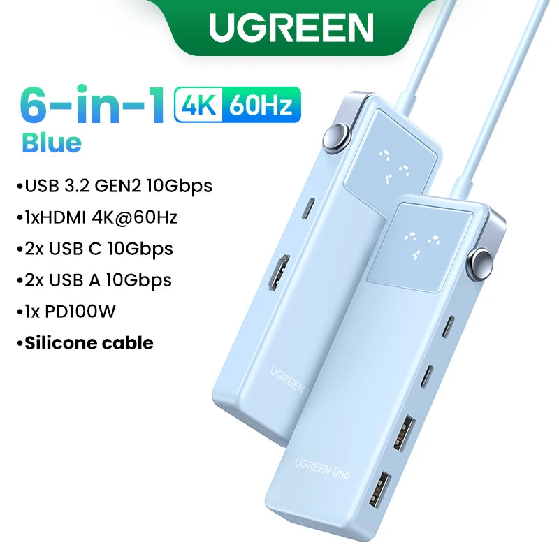 UGREEN Uno 7-in-1 USB HUB Type-C to 4K60Hz HDMI USB3.0 5Gbps RJ45 1000Mbps for MacBook Laptop Accessories Docking Station
