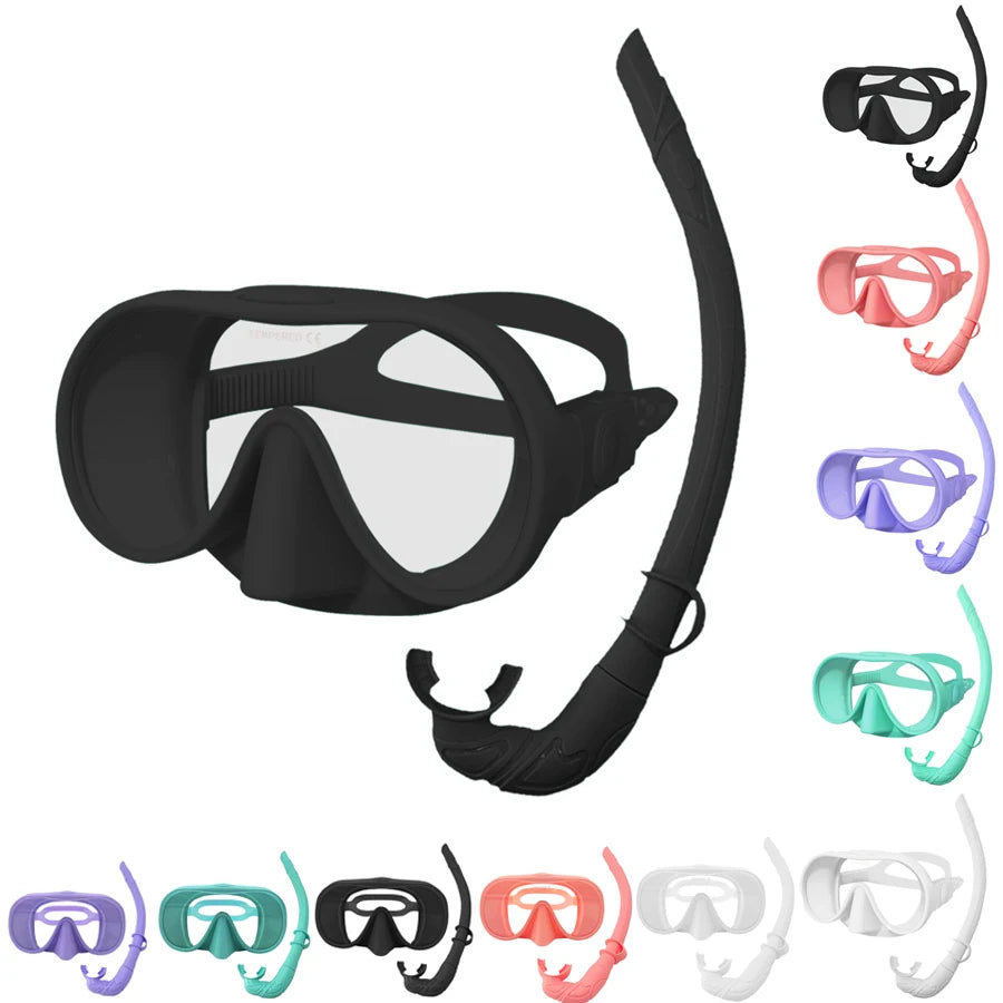 Diving facial mirror, anti -fog 180 ° snorkeling facial mirror, deep water diving mask diving goggles with respiratory tube