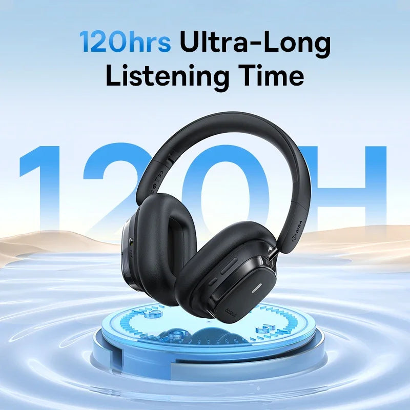 Baseus Bowie 10 Max Wireless Headphones 46dB Hybrid Active Noise Cancellation Earphones Bluetooth 5.4 Hi-Res LHDC 120H Headsets