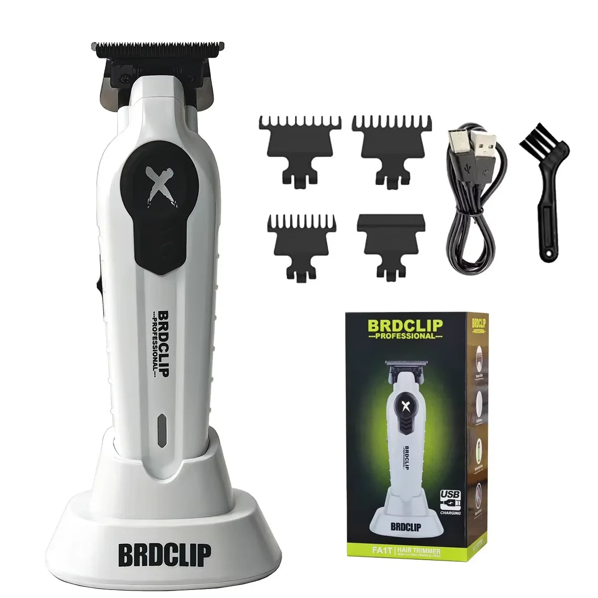 New 2025 BRDCLIP FA1T Green Professional Hair Trimmer Barber Carving Gradient Finish Machine Electric Clipper with Charger Stand