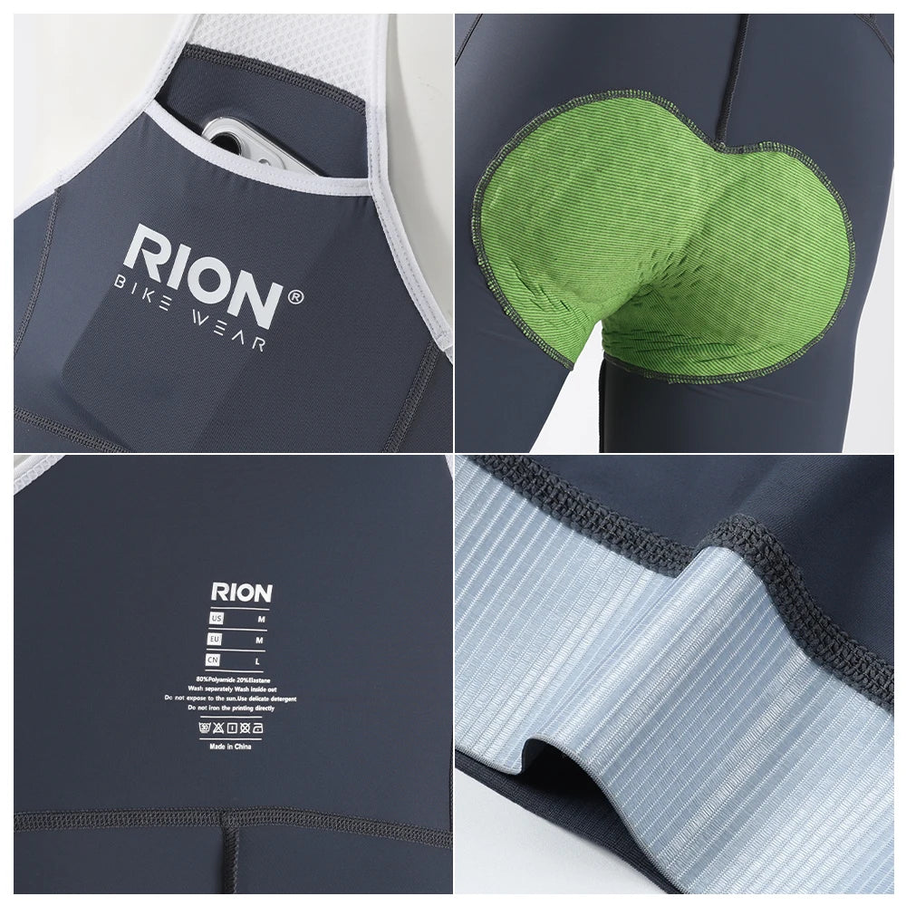 RION Men's Cycling Bib Shorts Bicycle Tights Pro MTB Road Bibs Clothes Bike Clothing Italian Dolomiti 8H Pads Extreme Distances