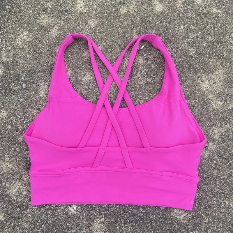 Solid Color Fitness sport Bra Women Cross soft high strength Tight Top Comprehensive Training Gym Yoga Underwear With Chest Pad