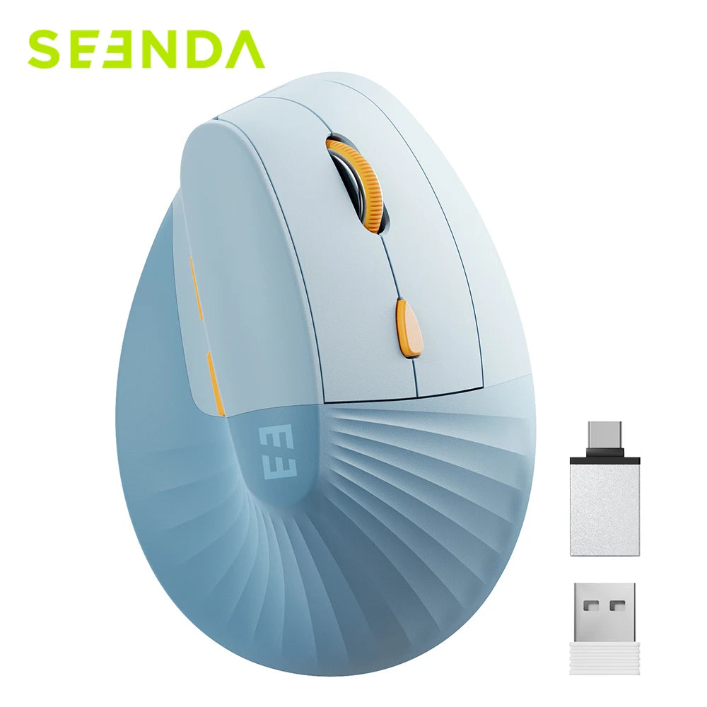 Seenda Vertical Wireless Mouse Type C Rechargeable Ergonomic USB & Type C Mice for Laptop Laptop PC MacBook Windows Android
