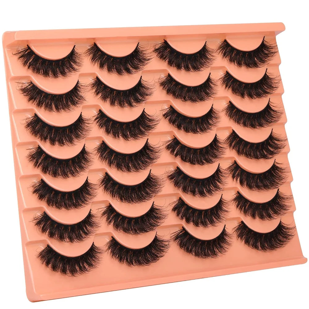 14 Pairs Russian Strip Lashes Mink Fluffy 3D Faux Mink Lashes Makeup Messy False Eyelashes Fluffy Thick Lashes - Eyes Makeup Set