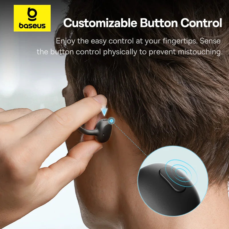 Baseus Bowie MC1 Ear Clip Wireless Earphones Bluetooth 5.4 Open-Ear Headphones Clip-On Sports Earbuds  IP57 Waterproof AI-Bass