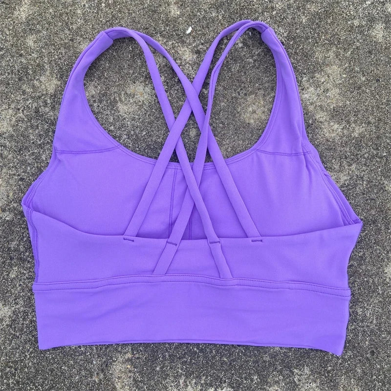 Solid Color Fitness sport Bra Women Cross soft high strength Tight Top Comprehensive Training Gym Yoga Underwear With Chest Pad